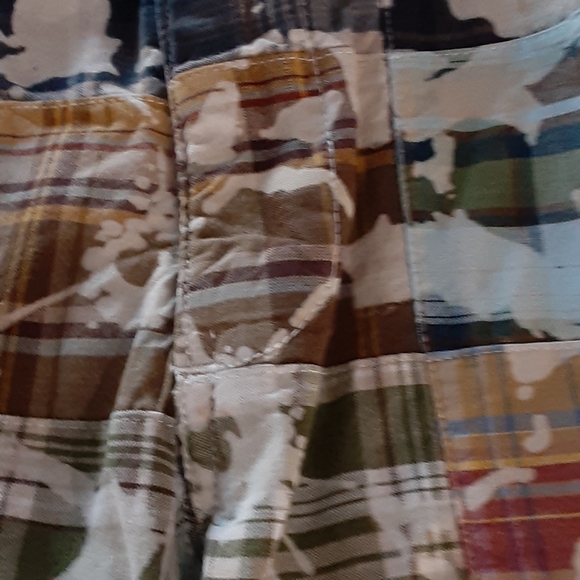 626 BLUE 100% Cotton Made in India Size 42 Paint Splatter Patchwork Shorts - Picture 10 of 11